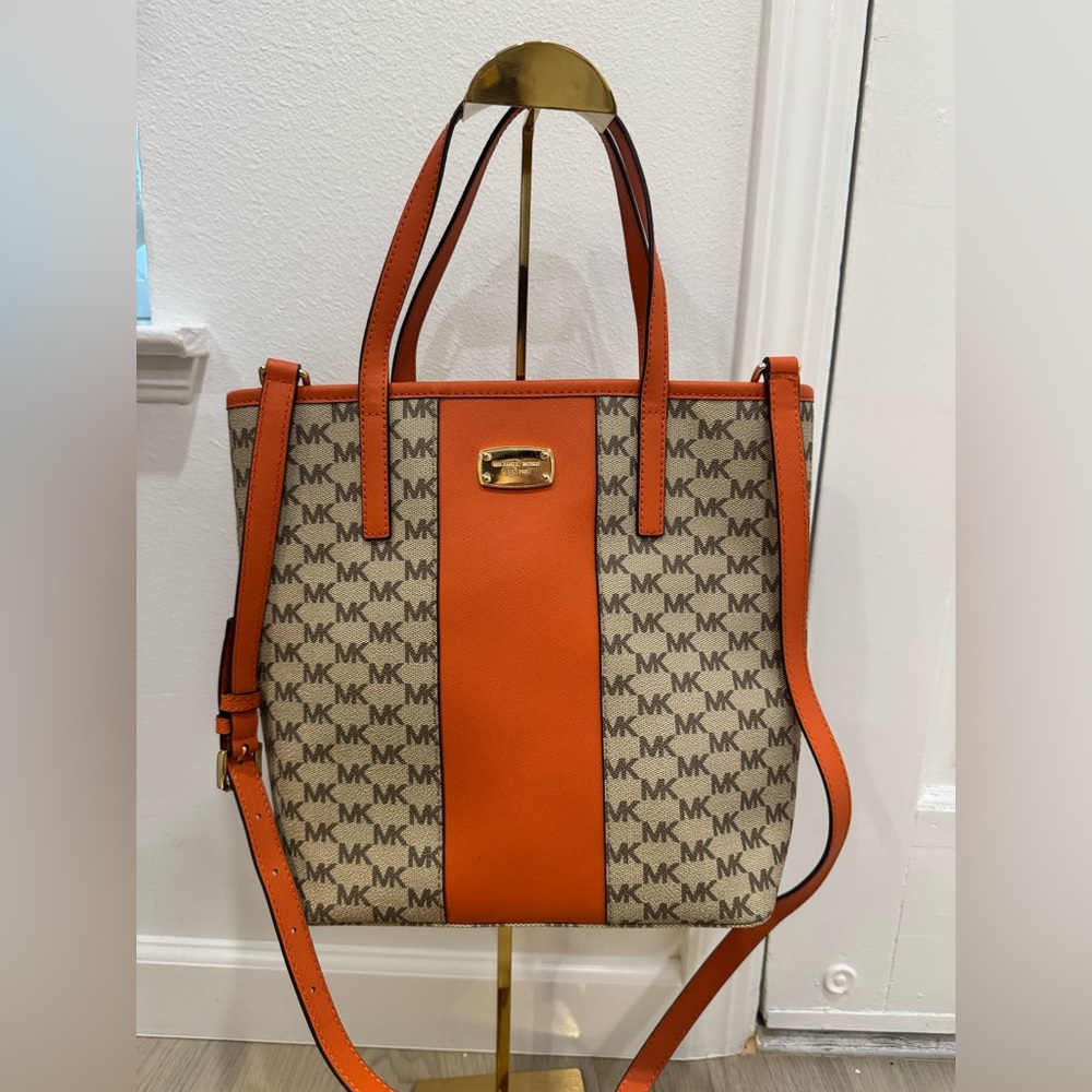 Michael Kors Signature Tote in Orange and Tan - Picture 7 of 7